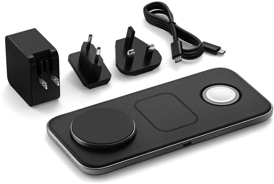 SATECHI Qi2 Trio Wireless Charging Pad - su A,C,G tipo kištukais