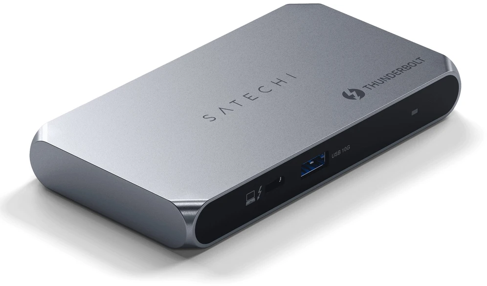 Satechi Thunderbolt 4 Slim Hub Pro | Prievadas DC 20V | 1x USB 3.2 Gen. 2 | 1x TB4 prieš srovę 96 W PD | 3x TB 4 (space pilka)