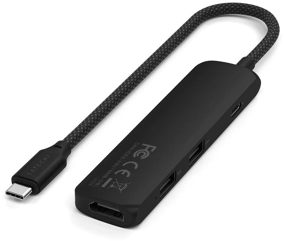 SATECHI 4-in-1 USB-C Slim Multiport Adapteris 4K (Juodas)