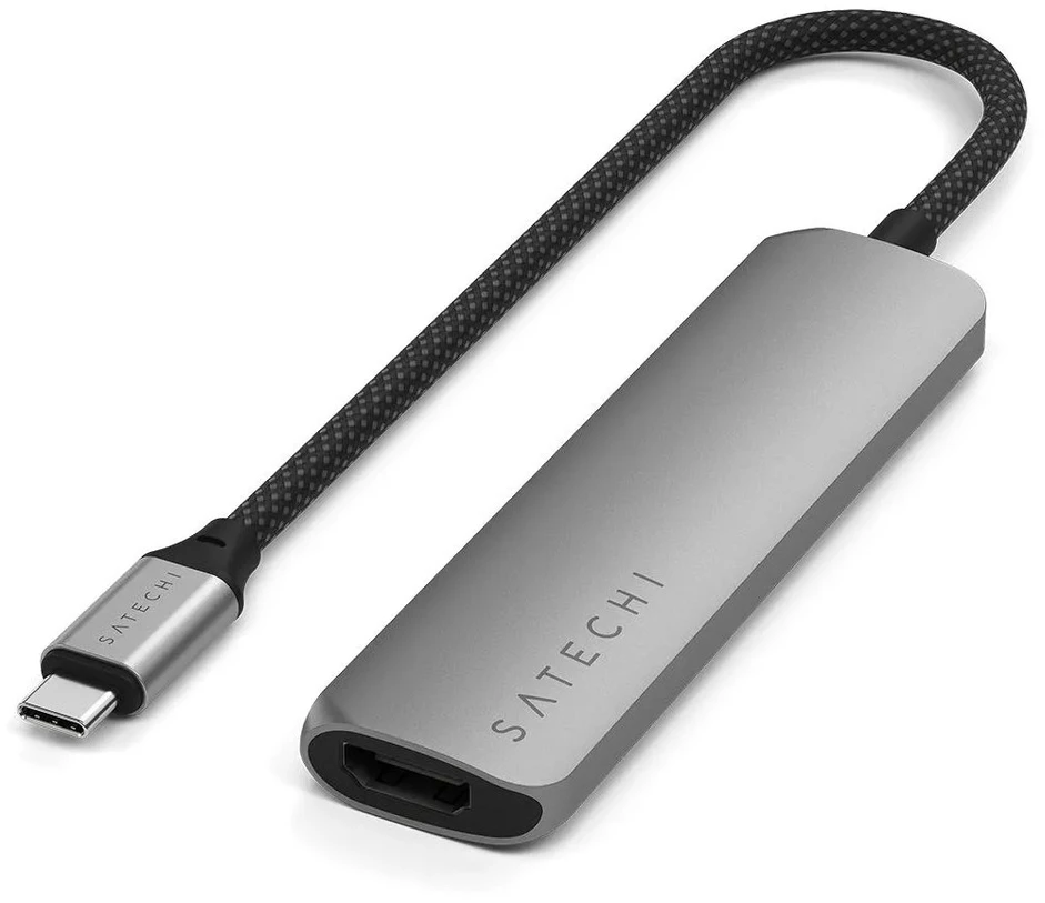 SATECHI 4-in-1 USB-C Slim Multiport Adapteris 4K (Kosminė pilka)