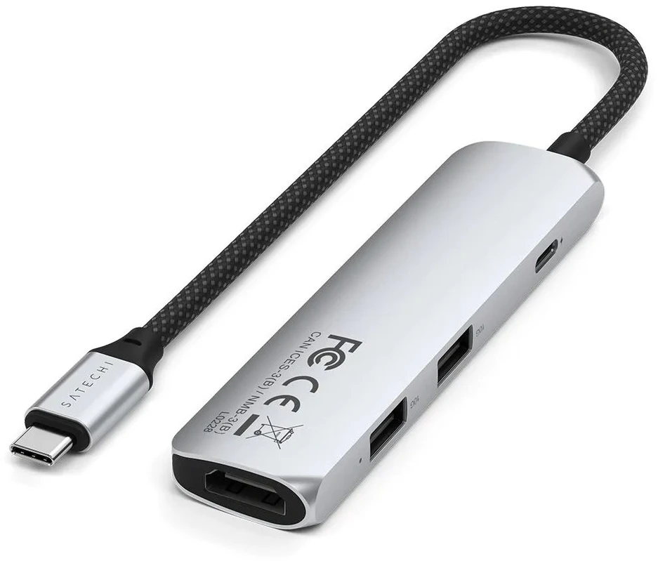 SATECHI 4-in-1 USB-C Slim Multiport Adapteris 4K (Sidabrinis)