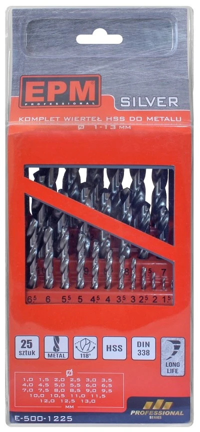 Grąžtas Carruzzo HSS grąžtų metalui rinkinys 1-13 mm, 25 vnt.