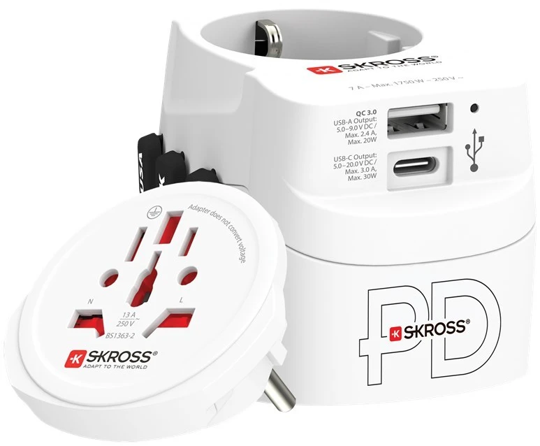 Skross Pro Light USB AC30PD pasaulis