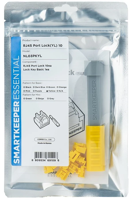 Carruzzo Smartkeeper NL03PKYL jungčių blokatorius Prievadų blokatorius + raktas RJ-45 Geltona 1 vnt