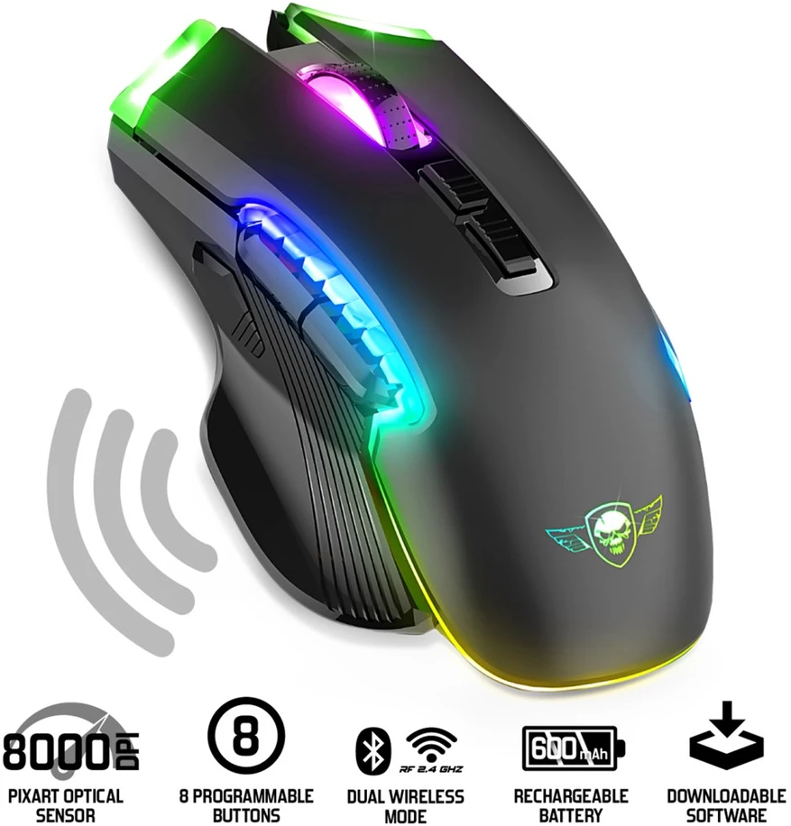 Carruzzo Spirit Of Gamer ELITE M70 RGB Belaidė pelė žaidimams Juodas