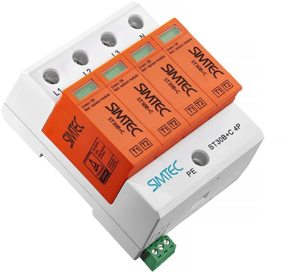 Simet „Carruzzo“ viršįtampių apsaugos įtaisas T1+T2 B+C 4P SIMTEC