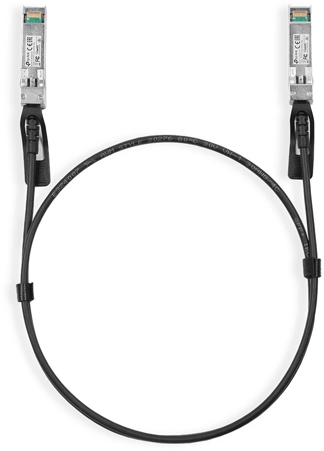 Carruzzo TP-Link TL-SM5220-1M „InfiniBand“ arba pluoštinis optinis kabelis SFP+ DAC Juoda