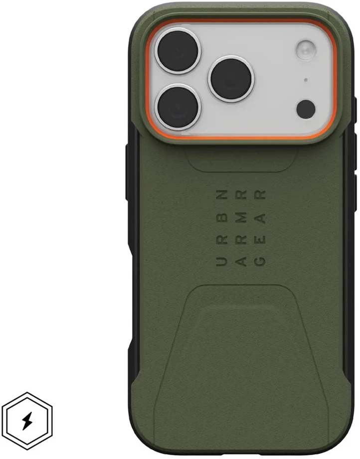 Urban Armor Gear Dėklas UAG Civilian Magsafe,Olive/Oranžinis - iPhone 17 Pro