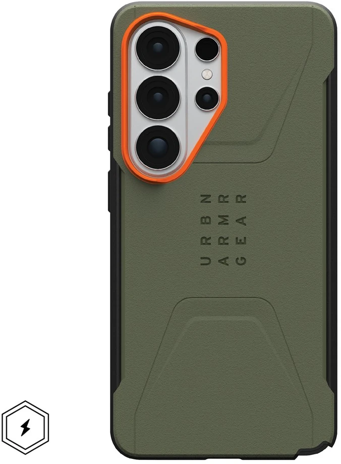 Dėklas Urban Armor Gear UAG Civilian, Olive Drab/Oranžinis - Samsung Galaxy S26 Ultra
