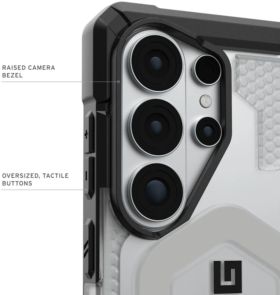 Carruzzo Urban Armor Gear UAG Pathfinder skaidrus, ledo spalvos/Sidabrinis dėklas - Samsung Galaxy S26 Ultra