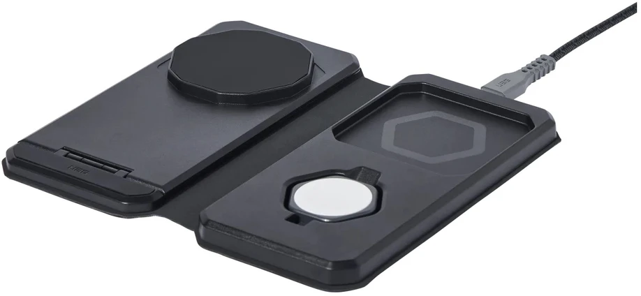 Urban Armor Gear UAG 3in1 kelioninis įkroviklis 15W, suderinamas su „MagSafe“, laidai, kištukai ir organizatorius pridedami (juoda)