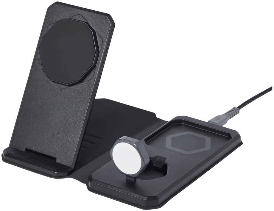 Urban Armor Gear UAG 3in1 kelioninis įkroviklis 15W, suderinamas su „MagSafe“, laidai, kištukai ir organizatorius pridedami (juoda)