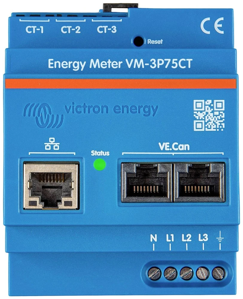 Victron Energy VM-3P75CT yra trifazis energijos skaitiklis, turintis Etherneto ir VE.Can ryšio prievadus