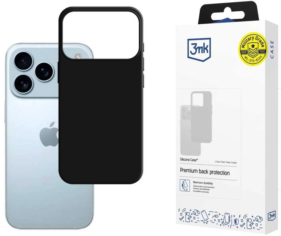 Case 3MK Silicone dėklas skirtas Apple Apple iPhone 17 Pro Max juodos spalvos