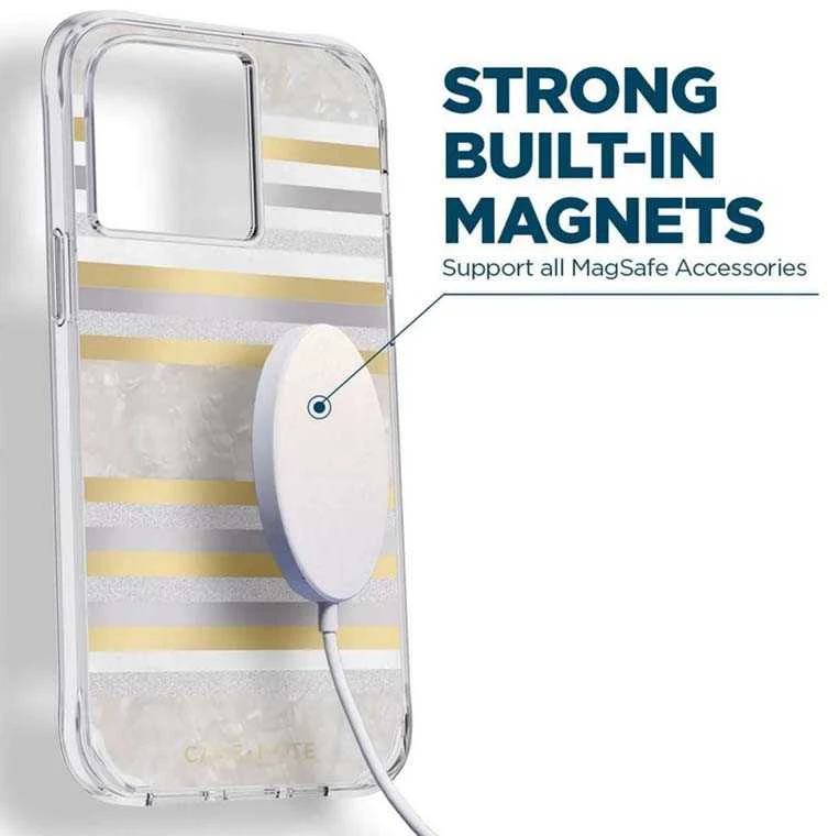 Case-Mate Pearl Stripes MagSafe - dėklas decorated su mother-of-pearl skirtas Apple iPhone 14 Pro Max Pearl Stripes