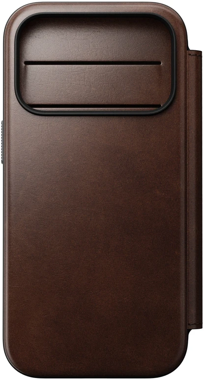 Cases and Covers - Flip Nomad Modern Leather Folio, rustic ruda (Horween) – iPhone 18 Pro/17 Pro dėklas