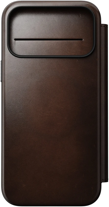 Cases and Covers - Flip Nomad Modern odinis dėklas-knygelė, rustic ruda (Horween) – iPhone 18 Pro Max/17 Pro Max