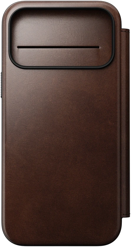 Cases and Covers - Flip Nomad Modern odinis dėklas-knygelė, rustic ruda (Horween) – iPhone 18 Pro Max/17 Pro Max