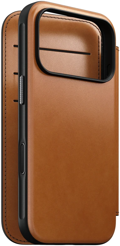 Cases and Covers - Flip Nomad Modern odinis dėklas-knygelė, saddle (Horween) – iPhone 18 Pro/17 Pro