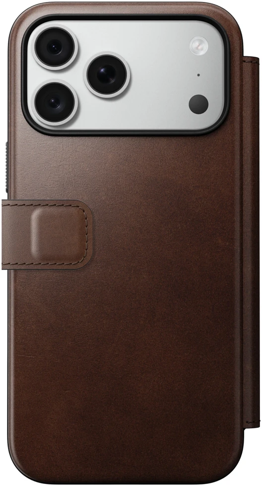 Cases and Covers - Flip Nomad Modern odinis dėklas-knygelė, rustic ruda (Horween) – iPhone 18 Pro Max/17 Pro Max
