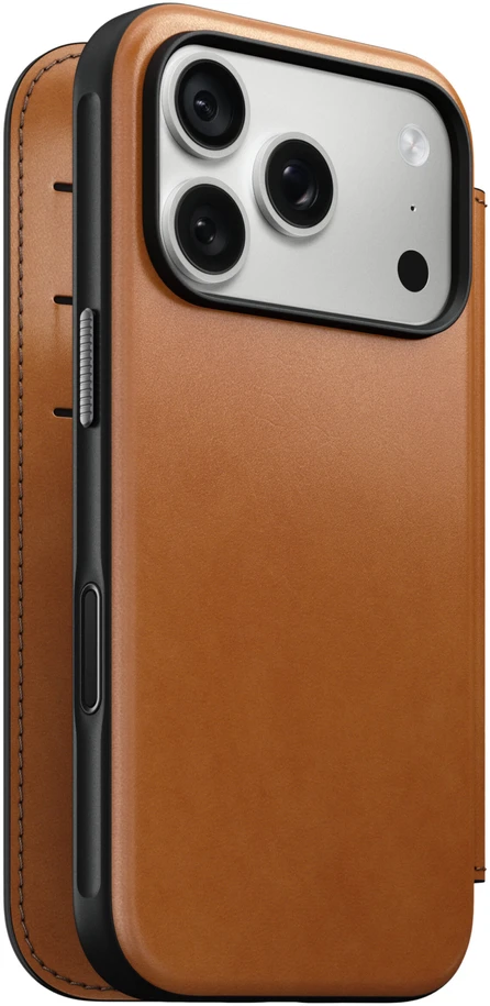Cases and Covers - Flip Nomad Modern odinis dėklas-knygelė, saddle (Horween) – iPhone 18 Pro/17 Pro