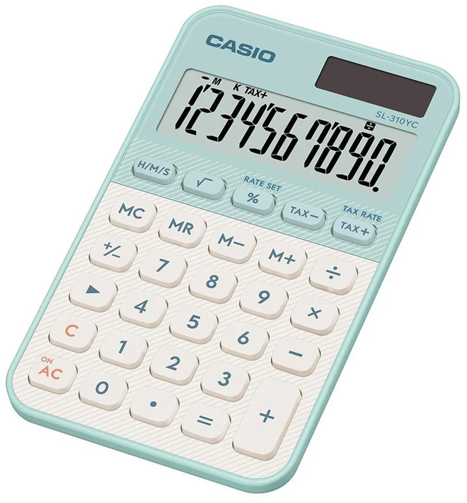 Casio SL-310YC-LG skaičiuotuvas, battery and solar-powered, light žalias