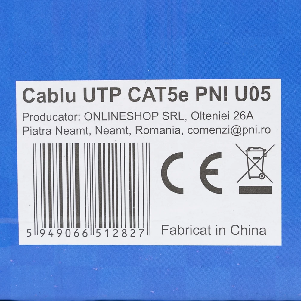 CAT5e UTP kabelis PNI U05 su 4 poromis internetui 1 Gigabit ir stebėjimo sistemoms, ritė 305m
