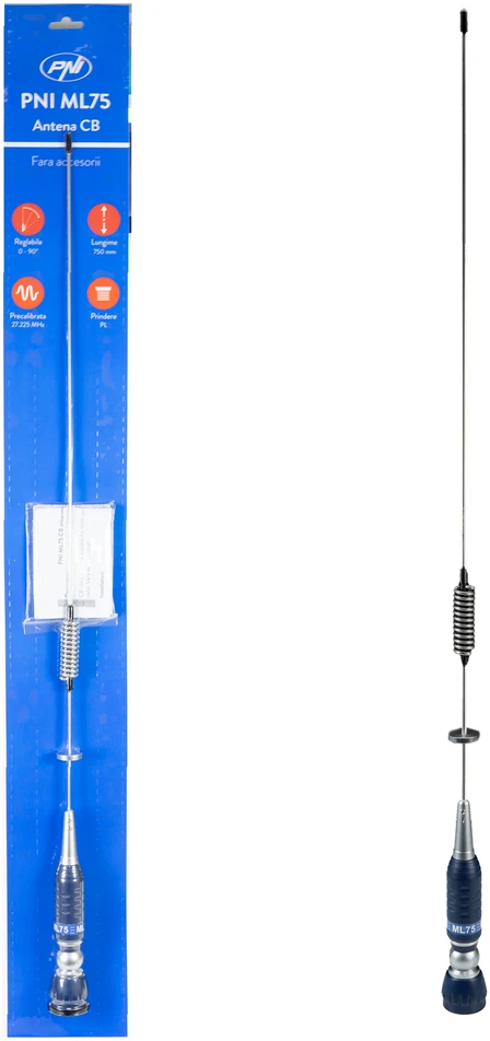 CB antena PNI ML75, ilgis 75cm, 26-28MHz, 300W, sulankstoma, be priedų