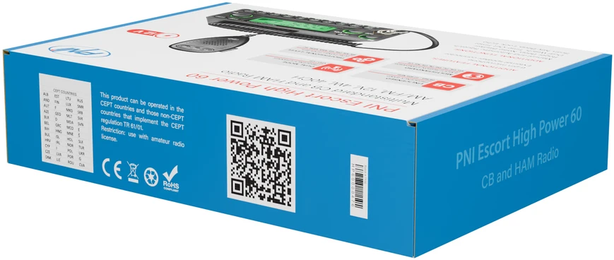 CB ir mėgėjiška radijo stotelė PNI Escort 60 Multistandard, FM/AM, 12V, ASQ, RF Gain