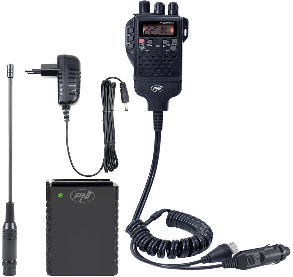 CB PNI Escort HP 62 radijo stoties komplektas ir PNI PB-HP62 priedų rinkinys