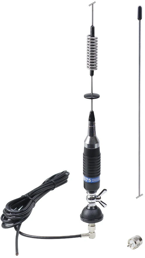 CB PNI ESCORT HP 8024 radijo stoties komplektas, 12V-24V ASQ + CB PNI S75 antena su kabeliu ir stacionariu laikikliu