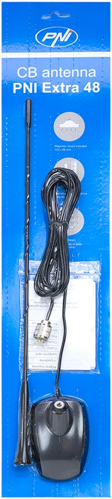 CB PNI Escort HP 8900 ASQ radijo stoties komplektas, 12-24V + CB PNI Extra 48 antena su magnetiniu pagrindu, 12V / 24V maitinimas, RF stiprinimas, Roger Beep, CTCSS-DCS, dvigubas stebėjimas