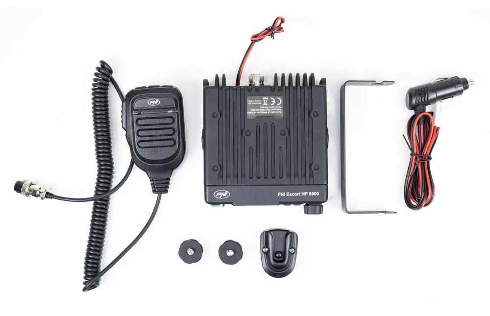 CB PNI Escort HP 8900 ASQ radijo stoties komplektas, 12-24V + CB PNI ML70 antena, 70 cm su 145 mm magnetiniu pagrindu