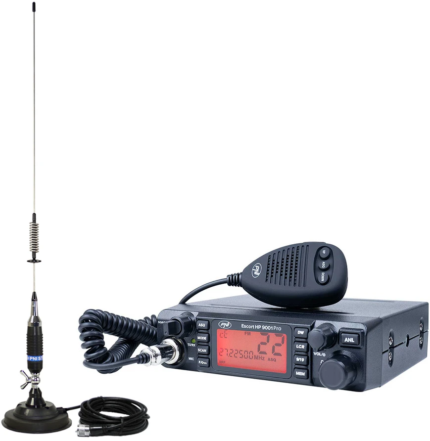 CB PNI ESCORT HP 9001 PRO ASQ radijo stoties komplektas + CB PNI S75 antena su magnetu