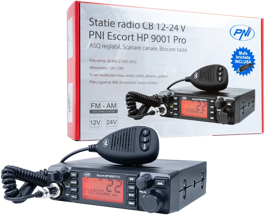 CB PNI ESCORT HP 9001 PRO ASQ radijo stoties rinkinys + CB PNI ML145 antena su 145 / PL magnetu