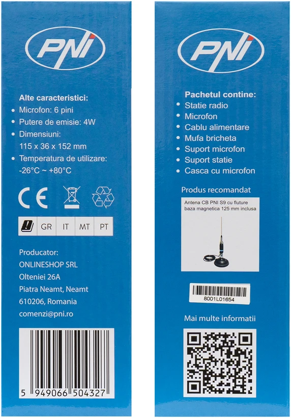 CB PNI Escort radijo stotelė HP 8001L ASQ su HS81L ausinėmis