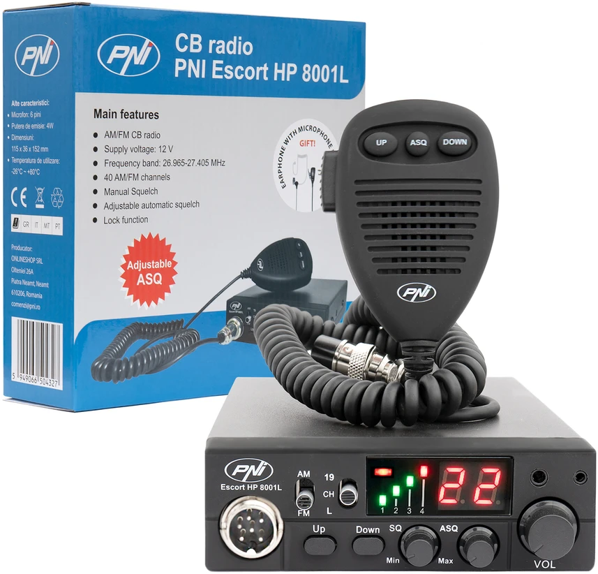 CB PNI Escort radijo stotelė HP 8001L ASQ su HS81L ausinėmis