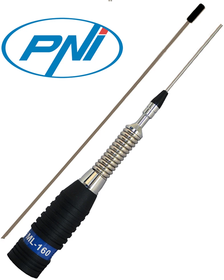 CB PNI ML160 antenos komplektas, 145 cm ir PNI T601 jungiamasis kabelis, kurio ilgis 4 metrai, skirtas montuoti ant stacionarios atramos