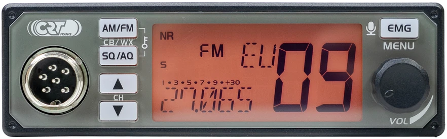 CB radijo stotelė CRT Alpha N ASQ, 4W, NRC, Echo, RF Gain, Roger Beep, spalvotas ekranas, 12V-24V