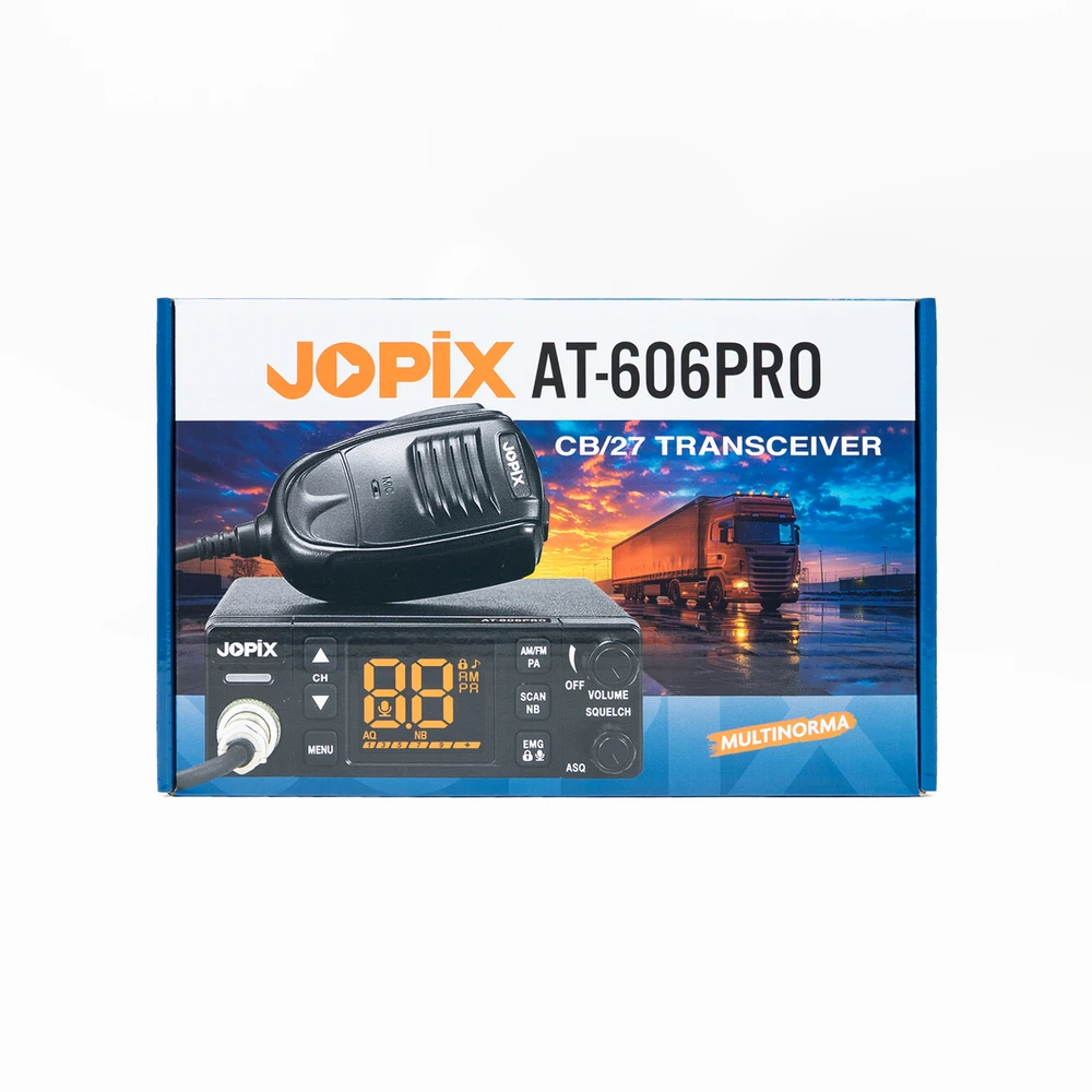CB radijo stotelė JOPIX AT-606PRO ASQ, AM/FM, 4W, 12V-24V, PA, VOX, triukšmo slopintuvas