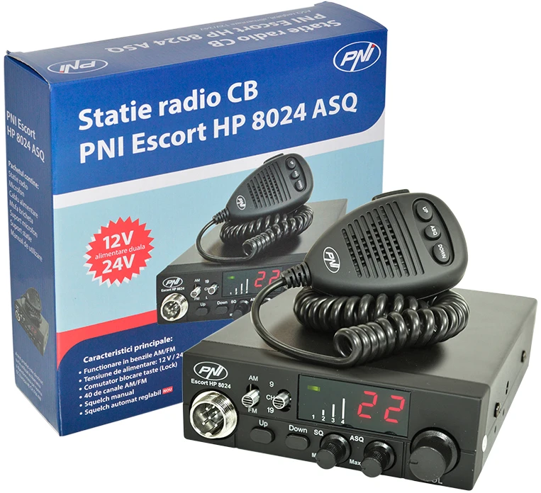 CB radijo stotelė PNI ESCORT CB 8024 ASQ + CB antena PNI ML160 su magnetu