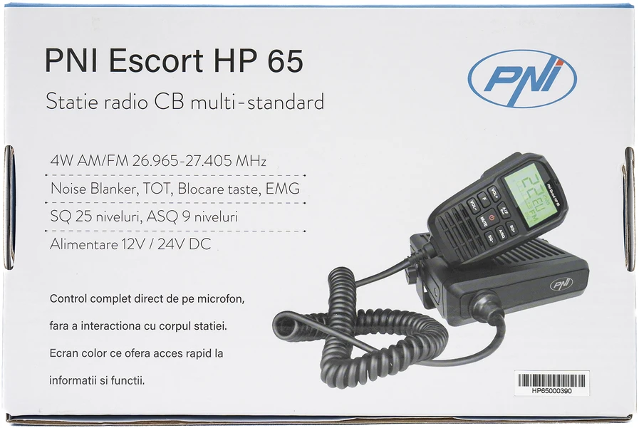 CB radijo stotelė PNI Escort HP 65 ASQ, multi-norm, RF Gain, ASQ, reguliuojamas SQ, 12 – 24 V cigarečių degiklio lizdas pridedamas