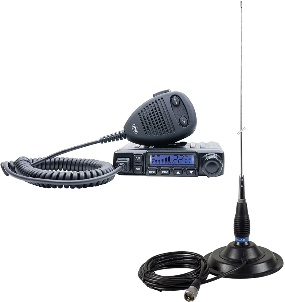 CB radijo stotelė PNI Escort HP 6500 ASQ + CB antena PNI ML145 su magnetiniu pagrindu