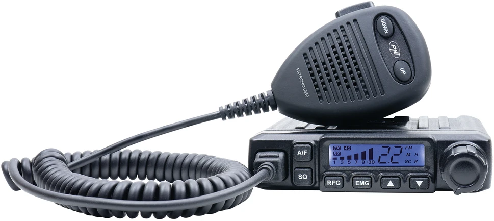 CB radijo stotelė PNI Escort HP 6550 su įdiegtu PNI ECH01, daugiastandartė, 4W, AM-FM, 12V, ASQ, su aido režimu