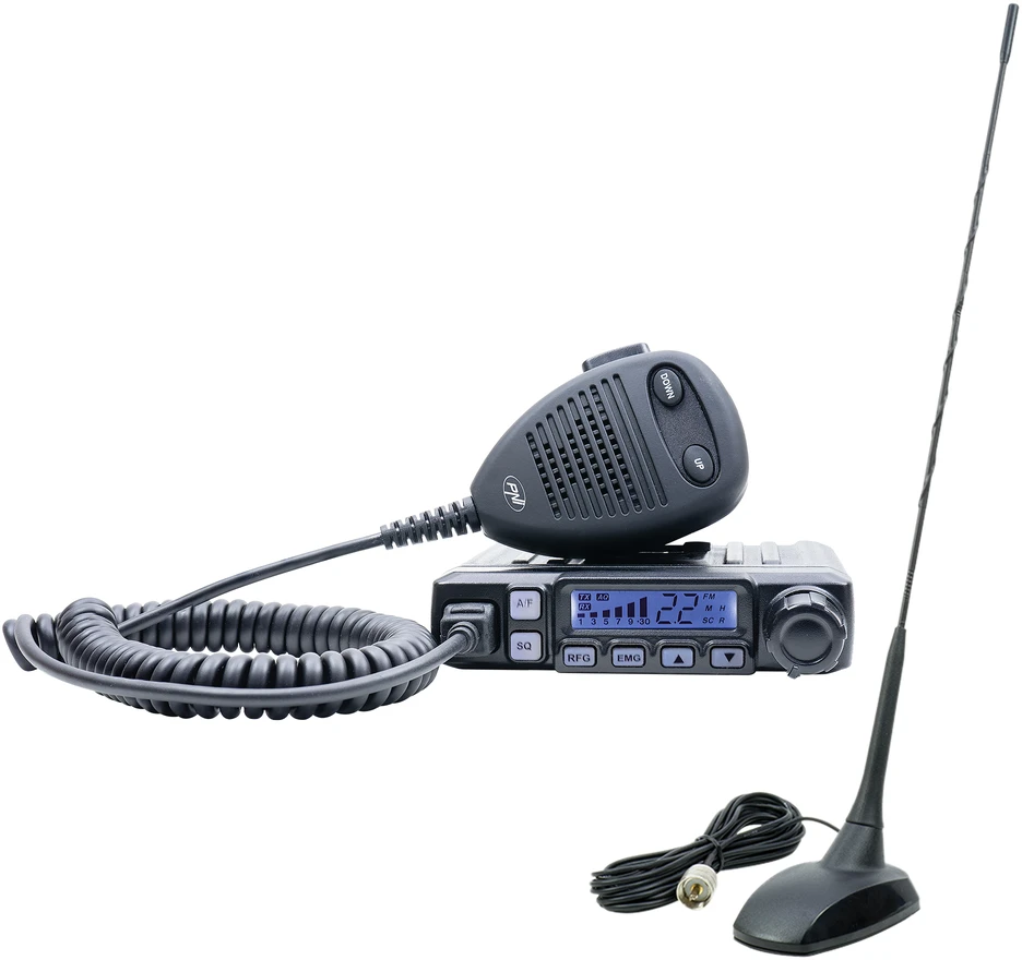 CB radijo stotelė PNI Escort HP 7120 ASQ, RF Gain, 4W, 12V ir CB antena PNI Extra 48 su magnetiniu pagrindu, 45cm, SWR 1.0