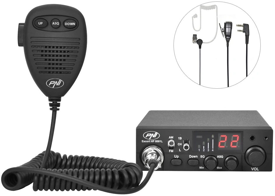 CB radijo stotelė PNI ESCORT HP 8001L ASQ + CB antena PNI S75 su magnetu