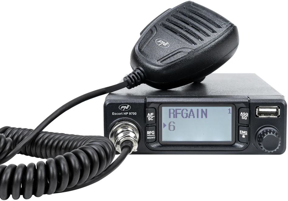 CB radijo stotelė PNI Escort HP 9700 USB, ANC, ASQ, 12V maitinimo šaltinis, pridedamas cigarečių degiklio kištukas