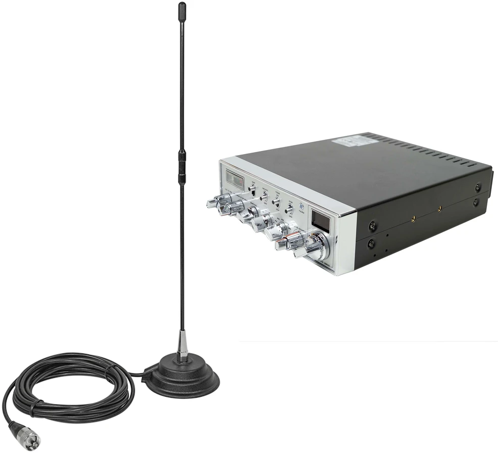 CB radijo stoties komplektas CB SUPER STAR-3900 AM/FM/USB/CW/PA, 12V, ASQ su CB antena PNI Extra 40 su magnetu