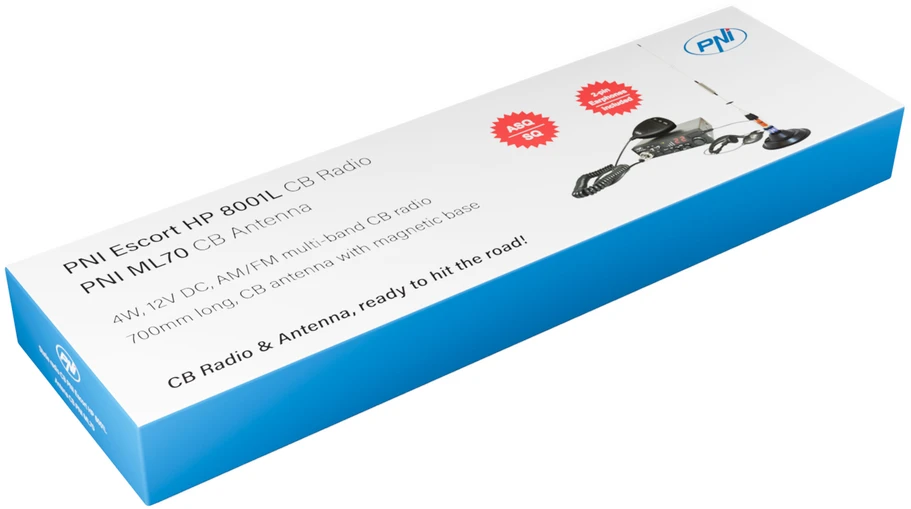 CB radijo stoties komplektas PNI Escort HP 8001L ASQ + ausinės HS81L + CB antena PNI ML70 su magnetu
