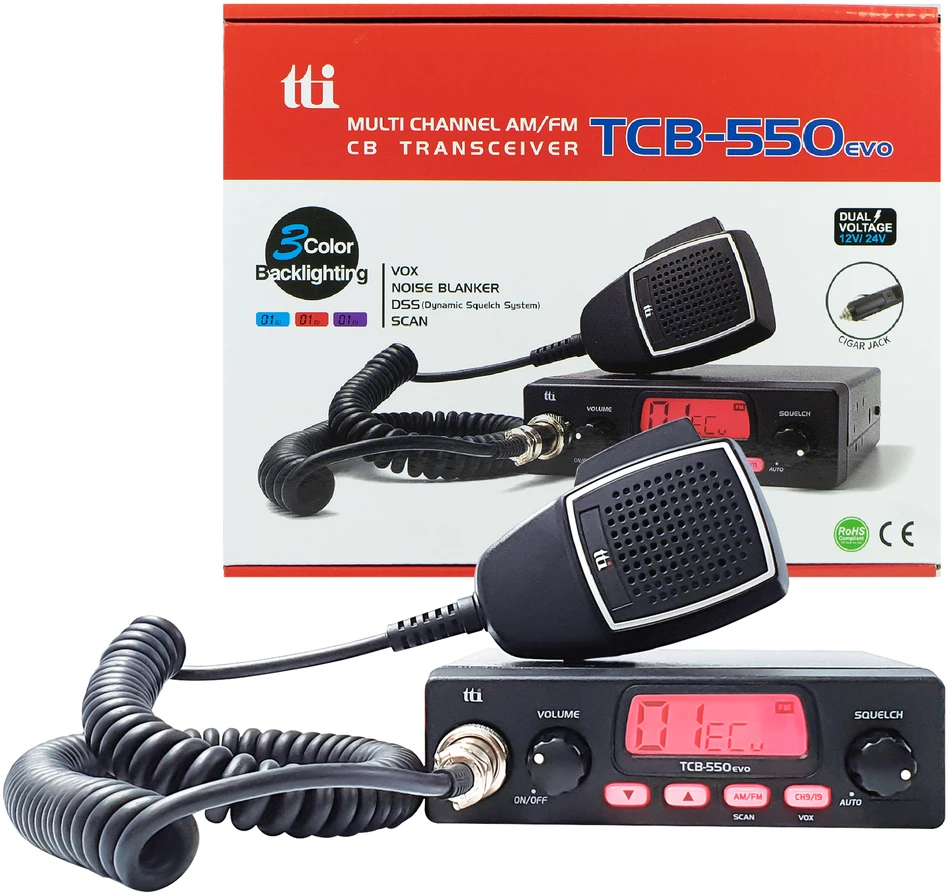 CB TTi TCB-550 EVO radijo stotelė su automatiniu triukšmo slopinimu ir VOX funkcija